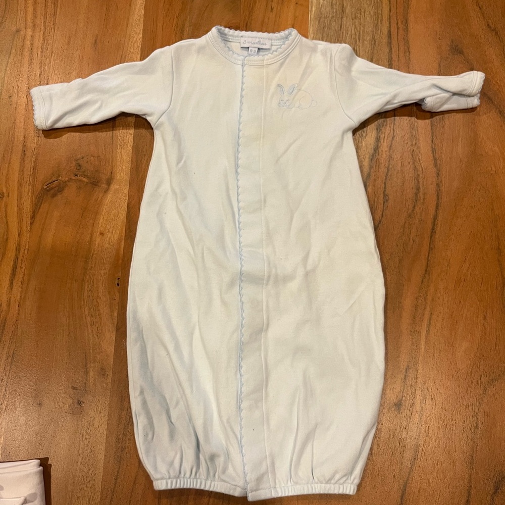 3 Martha’s light blue newborn gown with bunny